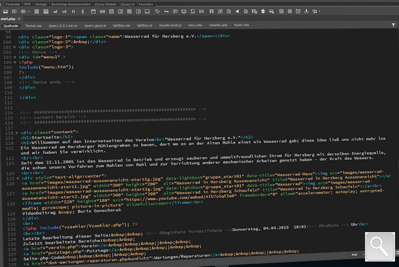 PHP Site-Code der Wasserrad Herzberg e.V. Homepage PHP Site-Code der Wasserrad Herzberg e.V. Homepage